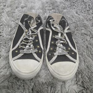 Christian Dior Walk N Dior Slip On Low Top Sneakers Shoes Black White Gray 36 6